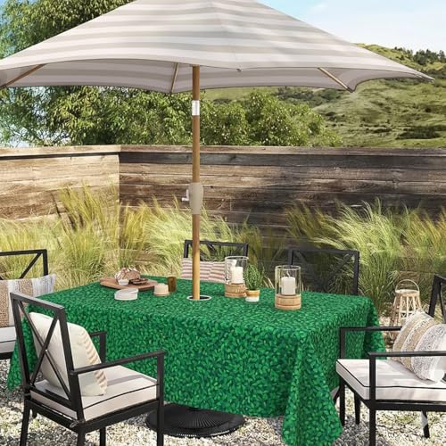 Image of EHouseHome Outdoor Indoor 60x84 inch Rectangle Tablecloth with Umbrella Hole and Zipper, Waterproof Patio Table Cloths, Spring /Summer Table Covers for Backyard Circular Table /BBQs /Picnic