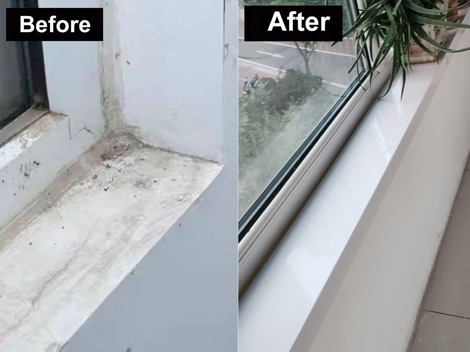 Fensterbank Innenfensterbankbretter Weiß, Fensterbankabdeckung Lang 2m 1,8m 1,6m 1,5m 1,4m 1,2m 1,0m, Wasserdichte Erkerfensterbankkante, Fensterbankabdeckung Aus Beton ( Color : W 18cm/7in , Size : L