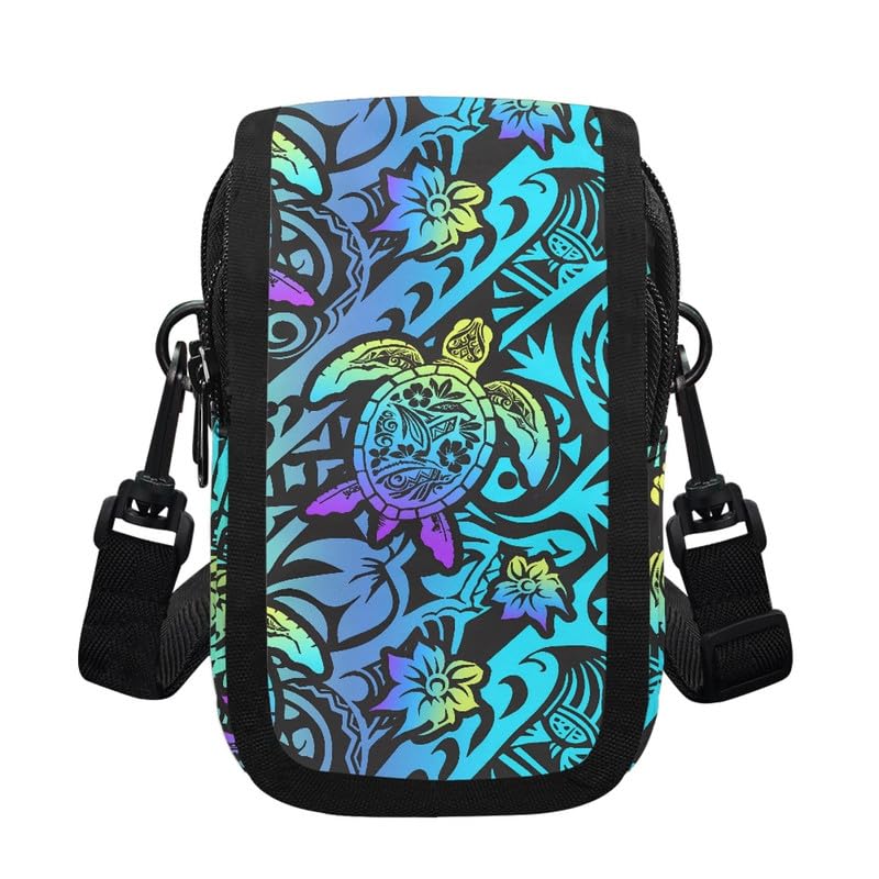 Small Crossbody Bags for Women Turtle Mini Phone Purse, Samoan Tribal Small Messenger Bag Wallet for Smart Phone