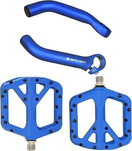 FIFTY-FIFTY Extremos de barra de bicicleta, extremos de manillar de bicicleta de montaña, pedales de bicicleta de montaña, pedales de fibra de