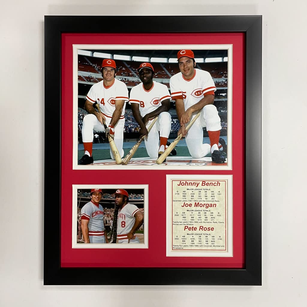 Legends Never Die Johnny Bench, Joe Morgan and Pete Rose Framed Photo Collage, 11 by 14-Inch