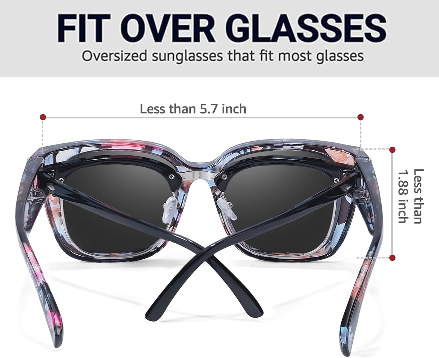 LVIOE 2 Pack Polarized Fit Over Sunglasses for Women Men Oversized Square Over Glasses Sunglasses with UV Protection LS7511