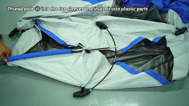 Goplus tienda de ducha de 2 habitaciones, portátil para camping con desagüe en el suelo, cubierta de lluvia desmontable, estacas y cuerdas, protección UV, resistente al agua, privacidad para baño exterior y vestidor (Azul) miniatura 7