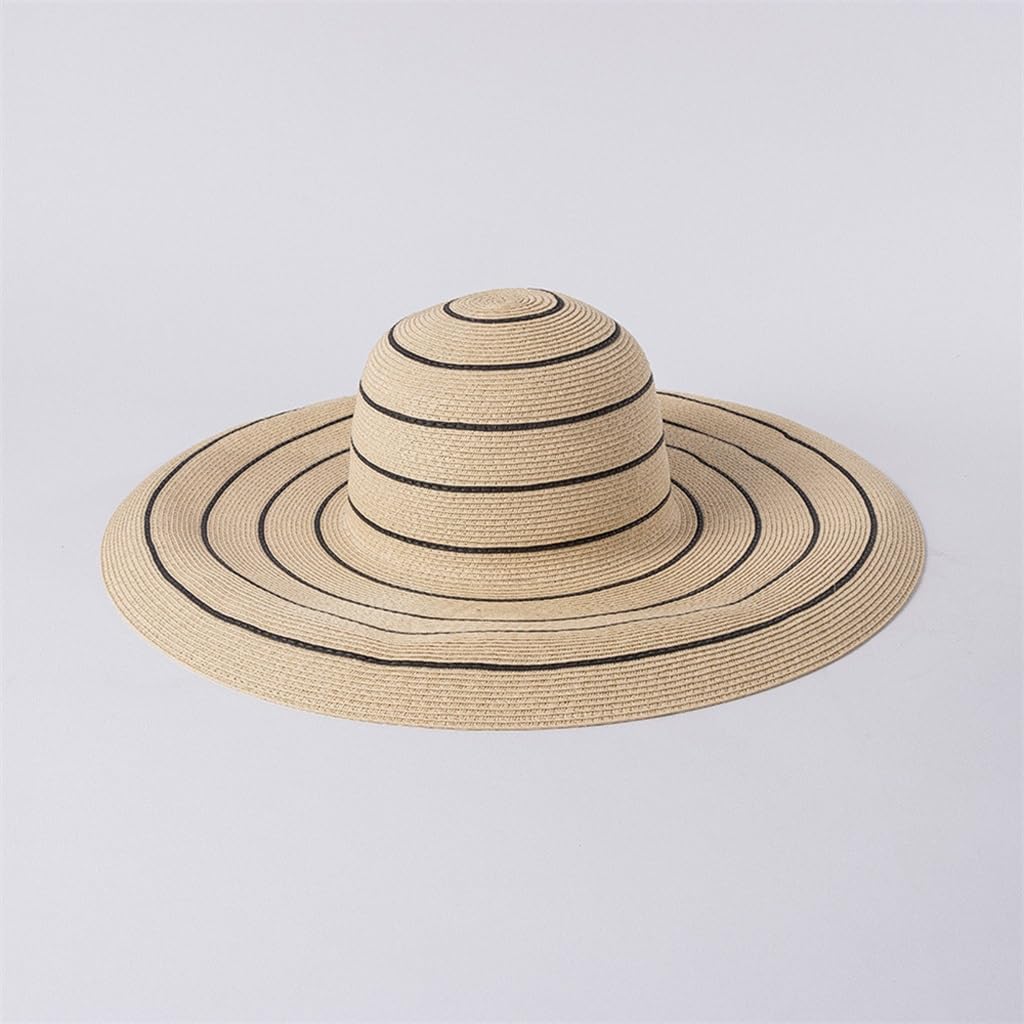 Light Body Stripes Large Eaves Sunshade Hat Outdoor Beach Travel Sun Protection Ladies Big Brim Hat