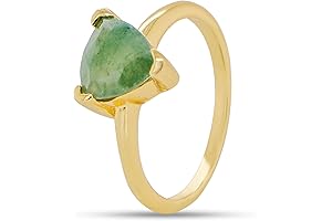 Aventurine Ring Sterling Silver: Birthstone Trillion Cut Gemstone