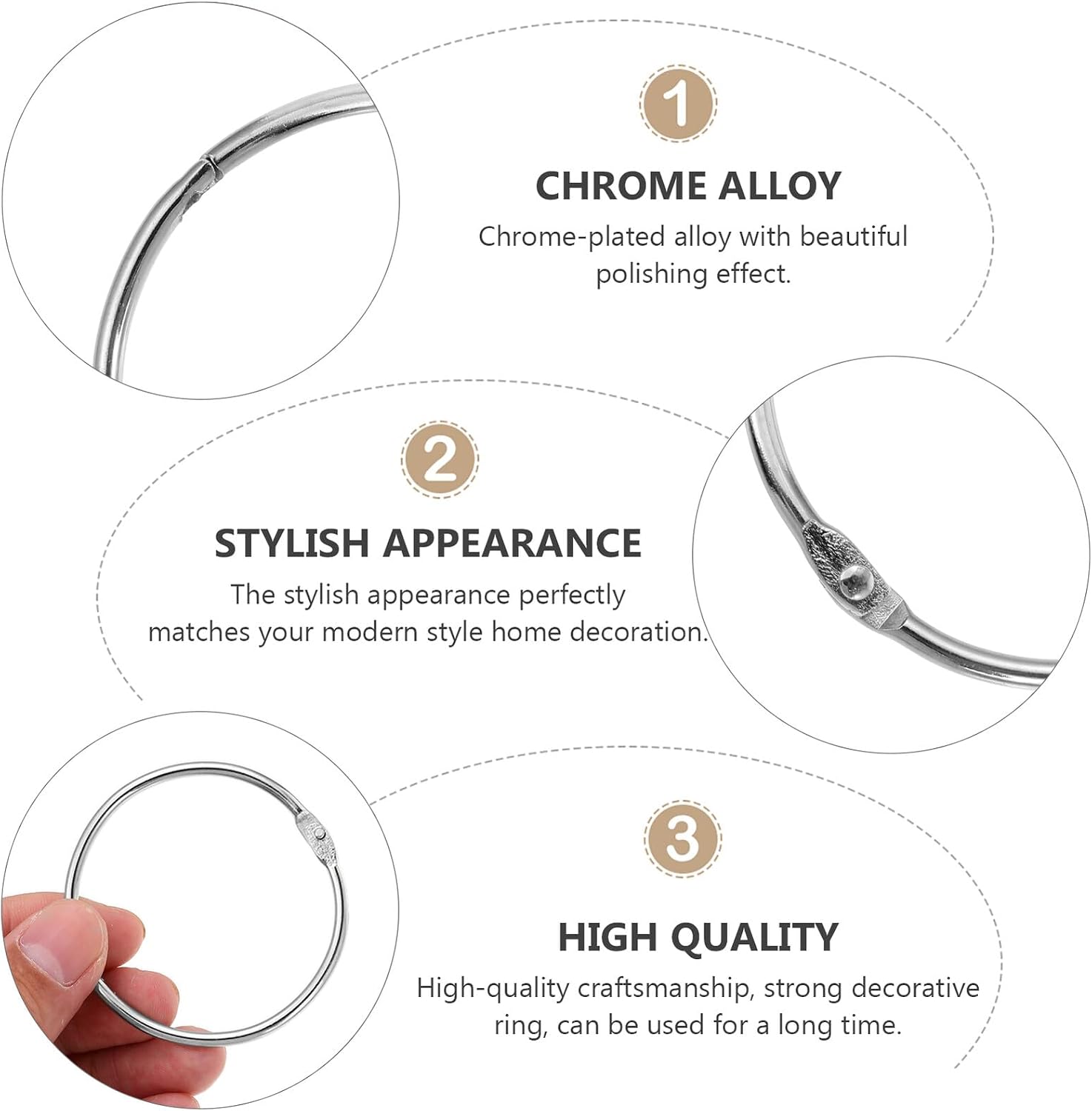 24 Pcs Silver Alloy Chrome Plated Shower Curtain Rings Bathroom Curtain Hoops for Rods Easy to Install and Decorative for Residential and Commercial Use