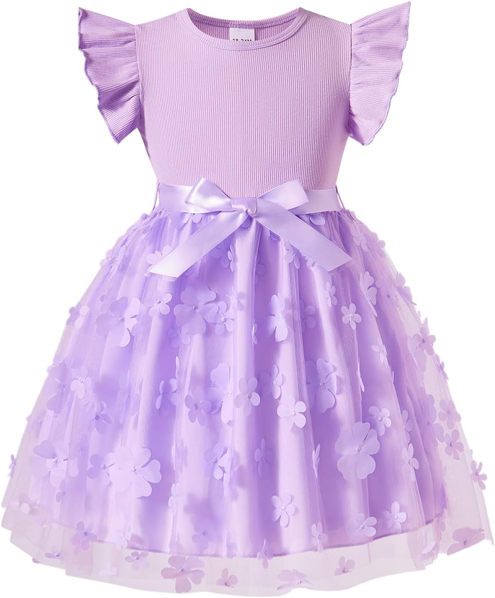 Toddler Girls Tulle Dress Baby Girl Summer Dress Ruffle Sleeveless Birthday Party Princess Causal Tutu Sundress 2-7Y