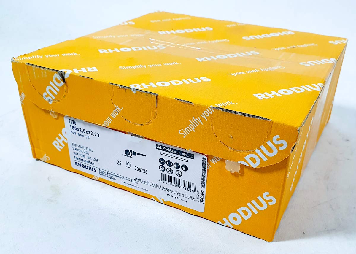 Dischi da taglio Rhodius FT26 180 x 2,0 mm per acciaio inox/acciaio 25 pezzi