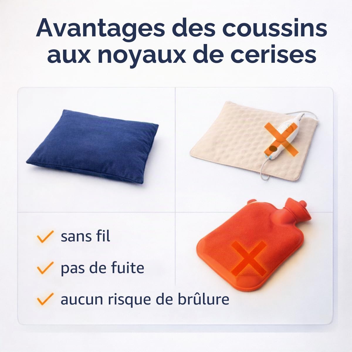 Coussin garni de noyaux de cerises Bouillotte de grand format 25 x 30 cm Taille XXL Fabriqué en Allemagne et certification Oeko-Tex 100