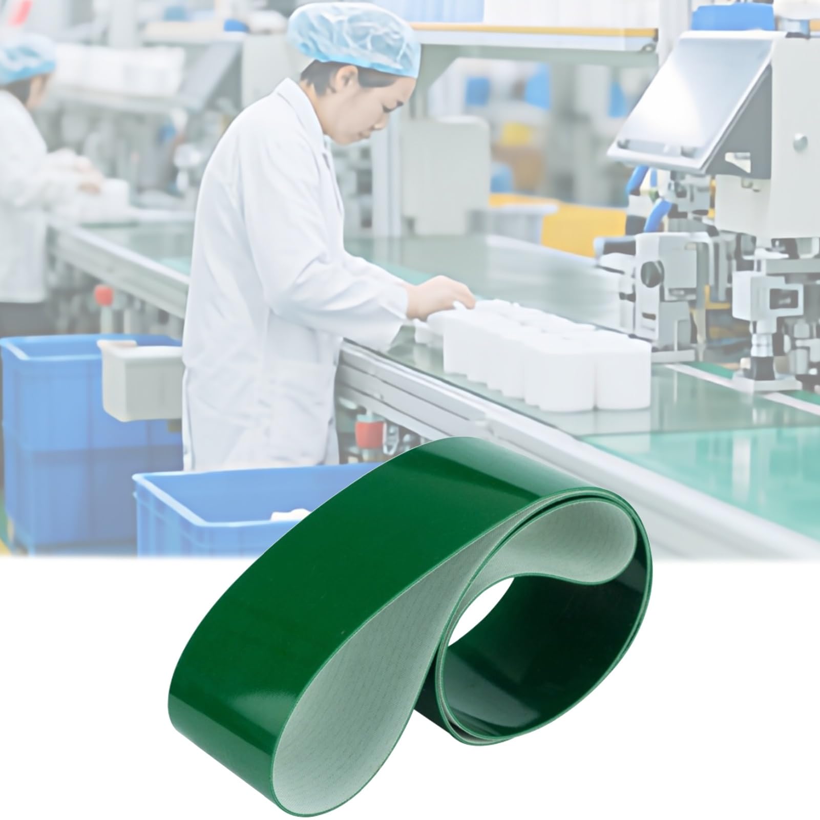 Nastro trasportatore in PVC verde commerciale, larghezza 10-60 cm, spessore 1-5 mm, perimetro 100-500 cm, cinghia di trasmissione industriale piatta, per catena di montaggio (spessore 4 mm, 1 pezzo