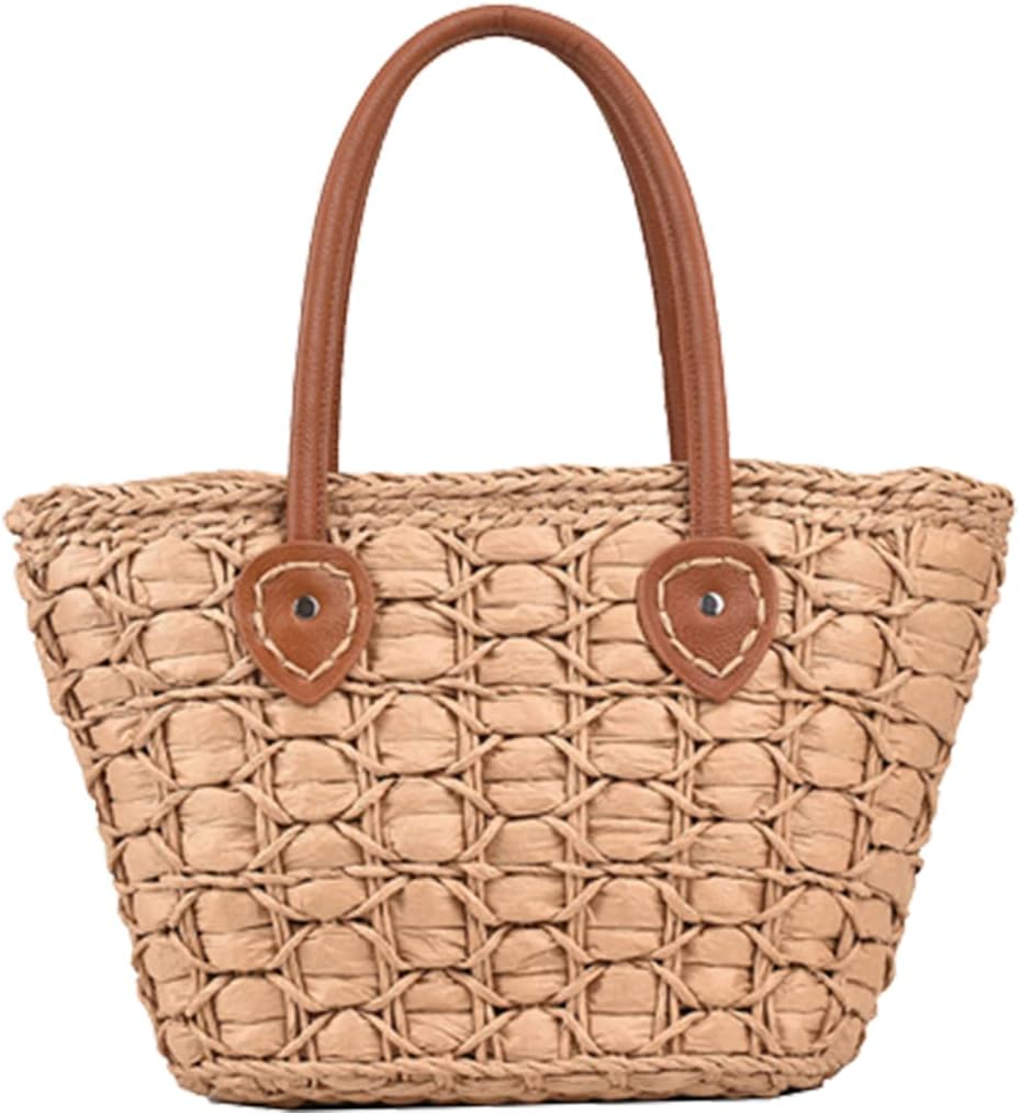 CaissipStraw Bag for Women, Summer Beach Bag Cute Handwoven Hobo Handbag Corn Raffia Top Handle Bag Vacation Bag Basket Purse 2024