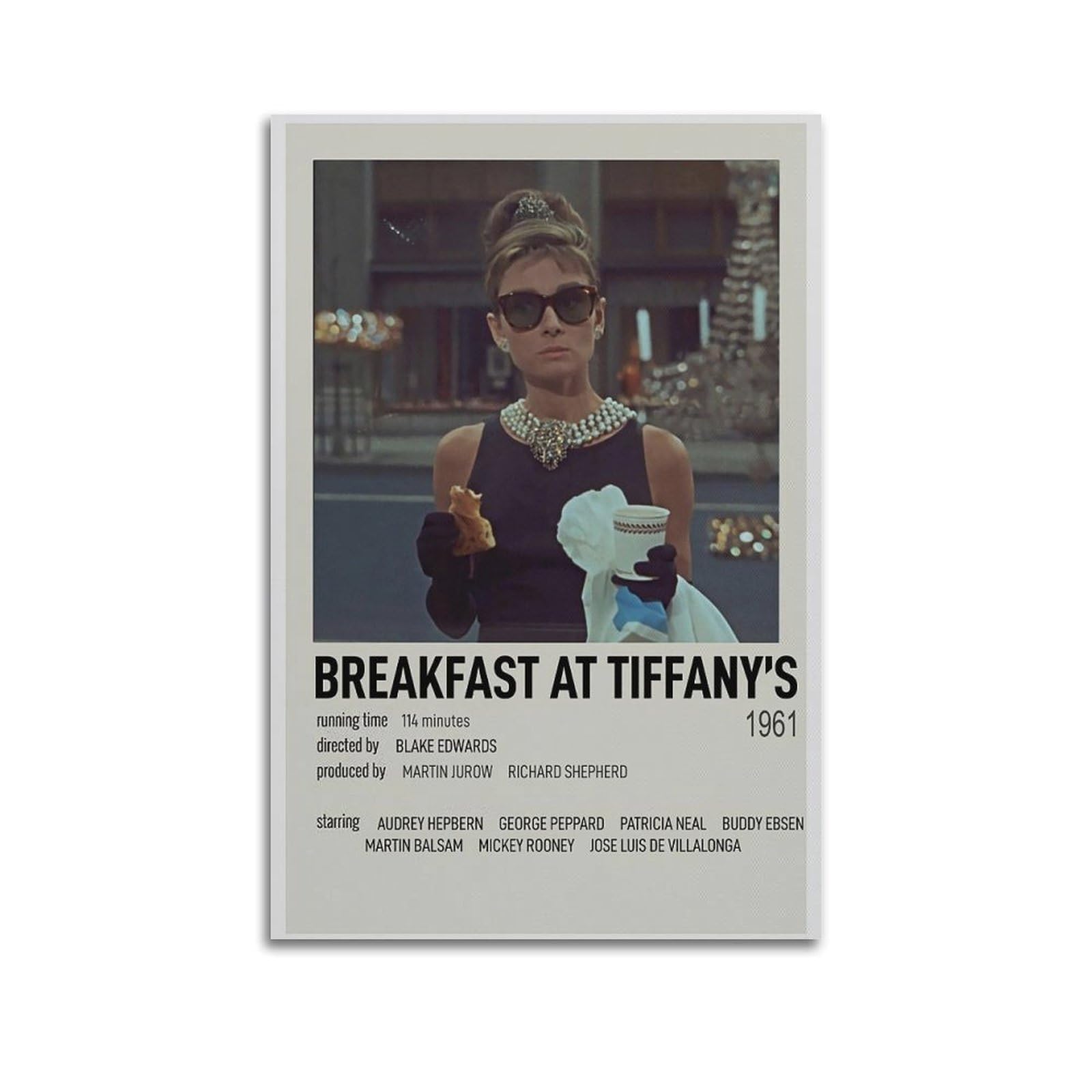 Ksoxdaitip Unframe-Style Breakfast At Tiffany's Movie Poster Poster Decorative Painting Canvas Wall Posters And Art Picture Print Modern Family Bedroom Decor Posters 24X36inch(60X90cm)