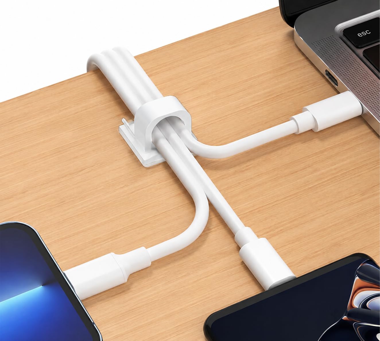 Elfcam® - 30 Piece Adhesive Cable Clips for Ethernet Network Cable Management, Cable Ties and Cords for Home or Office, White (Set of 30) — Amazon image 6
