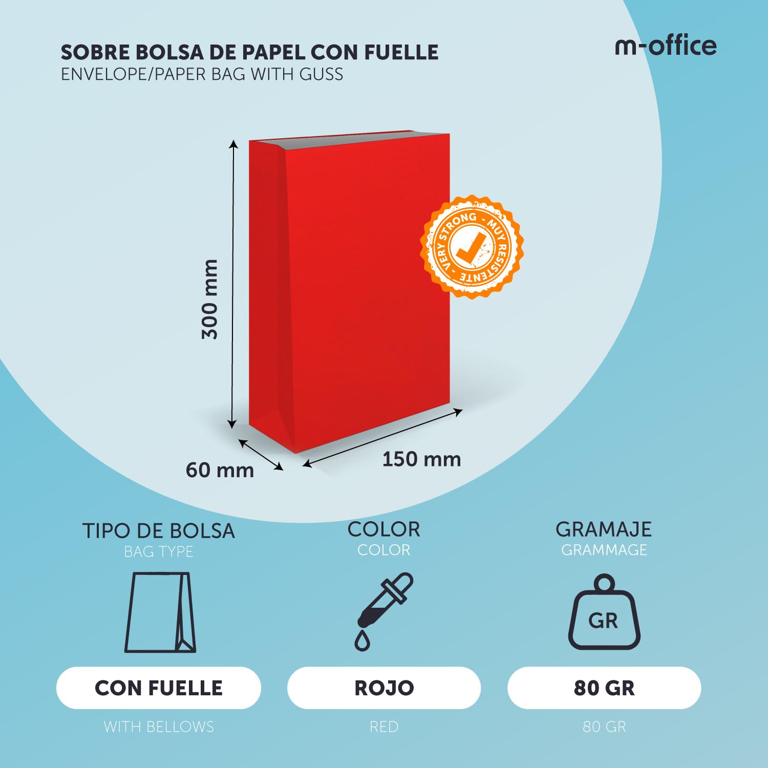 Bolsas de Papel, Bolsas Kraft de Papel, Bolsas para Regalos de Cumpleaños, Bolsas de Papel para Comercios de Alimentación, para Eventos o Manualidades · m-office (x500 unds mix, 150x300x60mm)