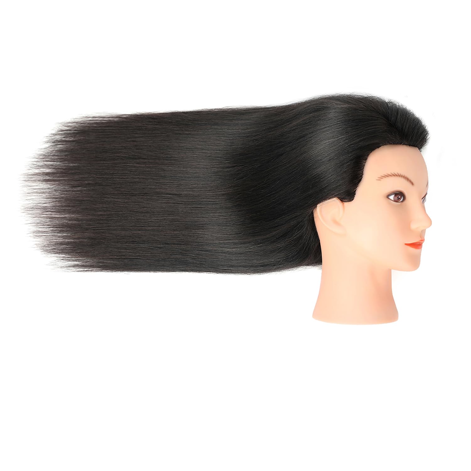 100% Human Real Hair Mannequin Head with Stand Hairdressers Practice Training Head and Cosmotology Doll Head for Hairstyling and Braid - Natural Black product thumbnail 7