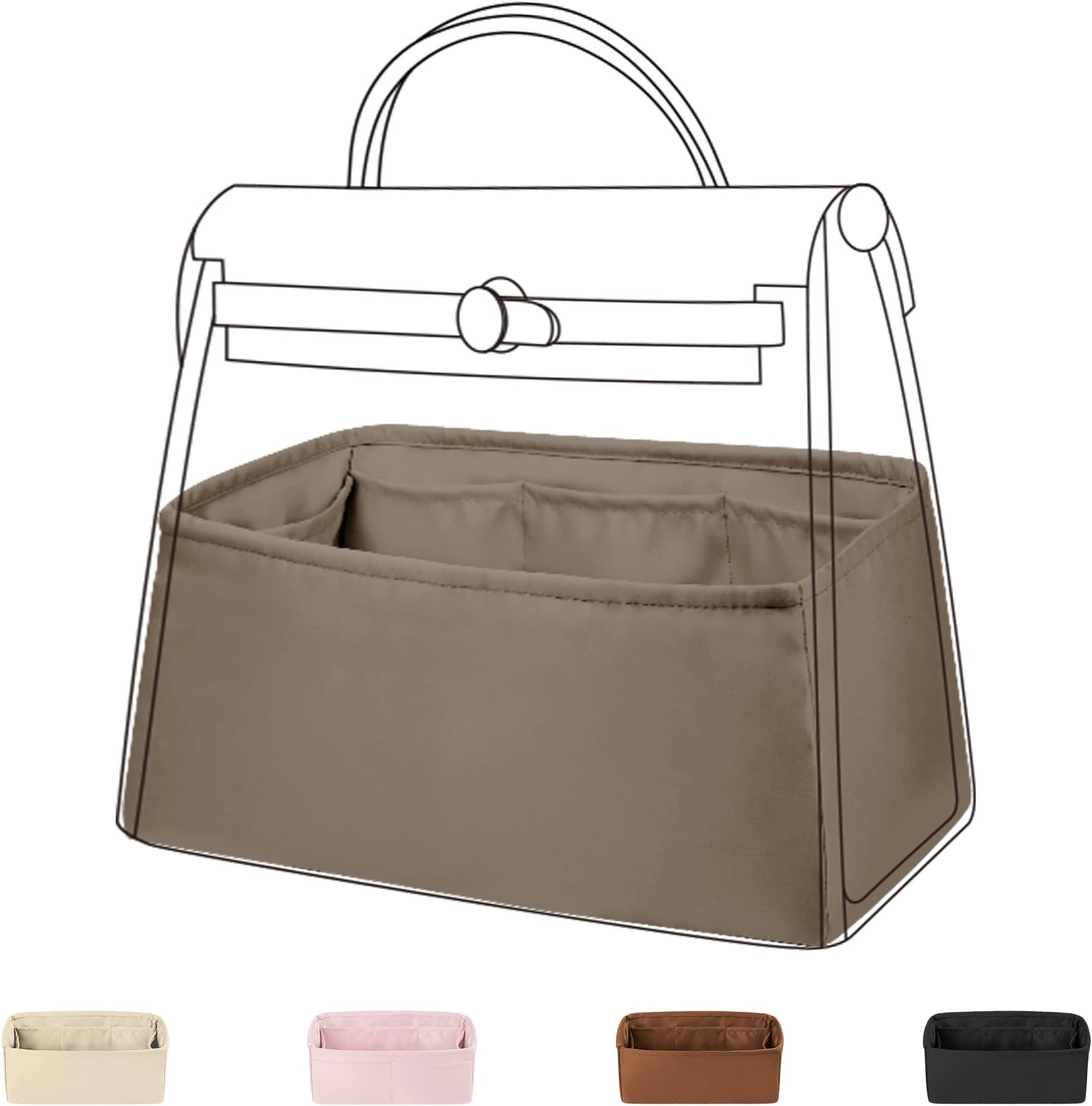 DGAZDGAZ Silk Purse Organizer Insert Fits Hermes Herbag 31/39/50 Bags, Luxury Handbag & Tote Organiser, Simplicity bag insert（Etoupe grey,H31）