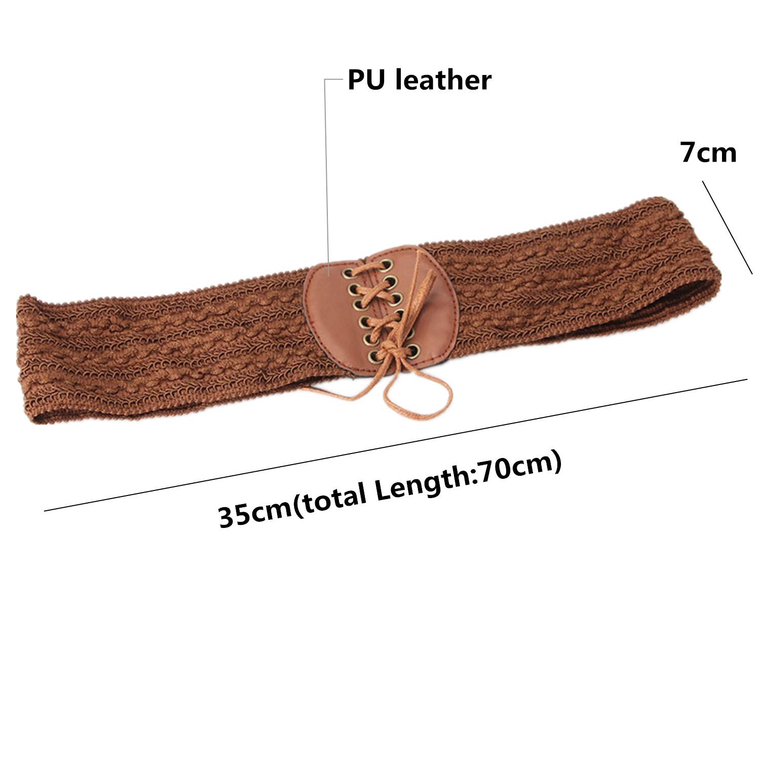 PPX 2 Pcs PU Leather Elastic Wide Belt for Women Ladies Dress Stretch Thick Wais VOCHIC PU Leather Elastic Gold Wide Belt for Women Ladies  main image 3
