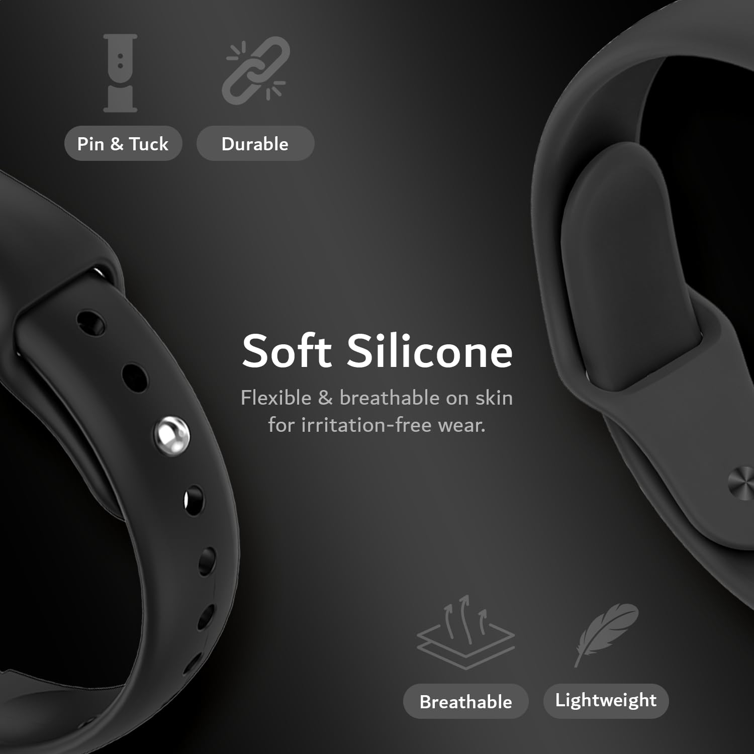 TUDIA Étui PC à Clipser Bracelet en Silicone réglable pour PLAUD NotePin AI Noir