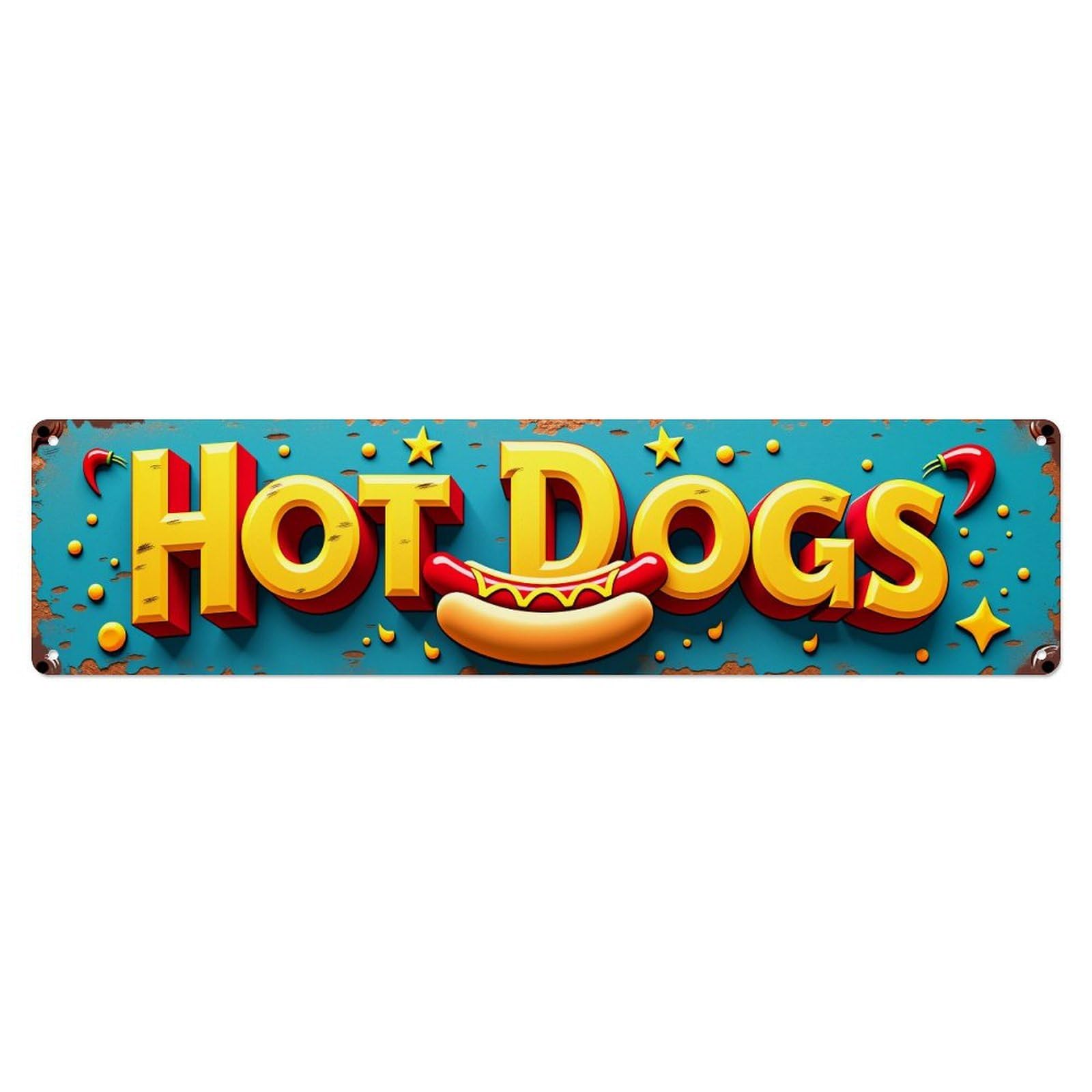 Hot Dogs Logo Design Pattern Metal Tin Sign Plaque