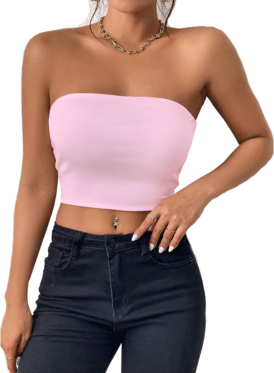Btofellin Crop Top Donna Tubo Aderente Corpetto Stretchy Stretchy  Traspirante Crop Top Tube Top Sexy di Base Elastica Non Imbottita per  Ballare Festival : Amazon.it: Moda