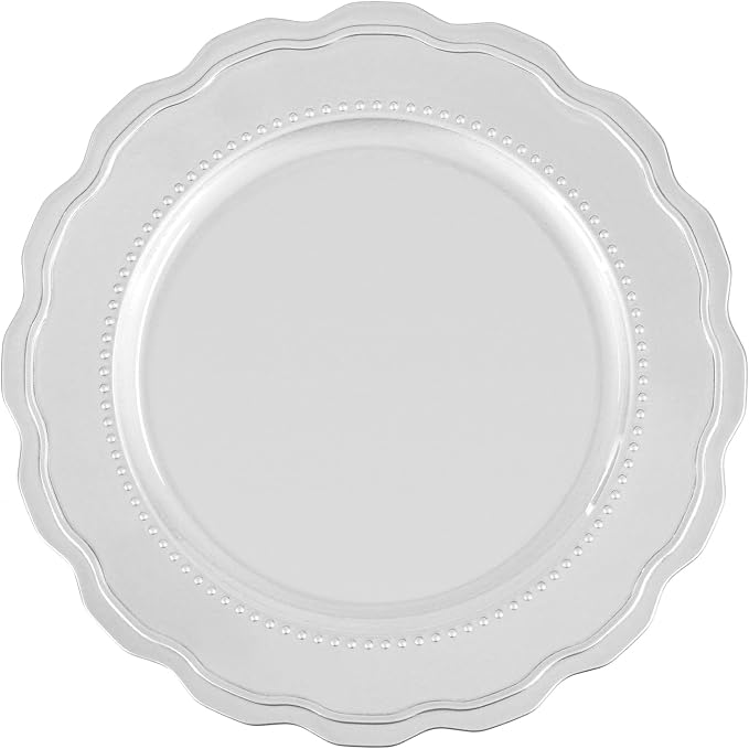 Platos Desechables Plateas Redondas Plateas Plateas Plata Decorativa 13" 100Pcs Plata miniatura 8