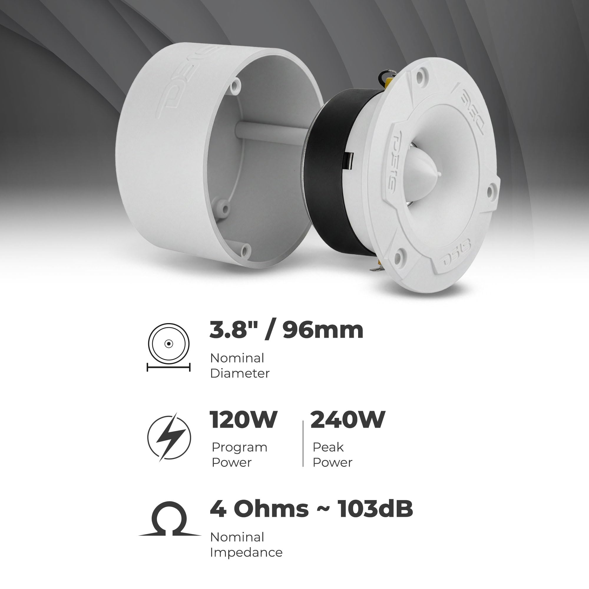DS DS18 NXL-T1 Marine VC Tweeter Tipo Bala de Aluminio Resistente al Agua, 240 W máx., 4 ohmios, Crossover Integrado, Ideal para Barcos, Deportes de Motor, Motocicletas, ATV UTV (2 Altavoces)
