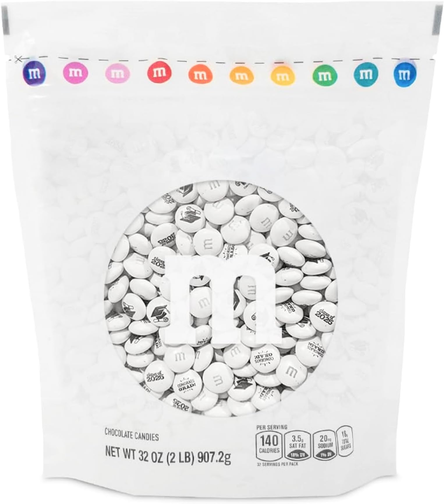 M&M’S WORLD Class of 2025 Milk Chocolate Candies - 2lbs of Bulk Candy With Grad-Themed Images In A Resealable Bag,For Graduation Parties,Graduation Party Favors,Class 2025 Decorations,and More