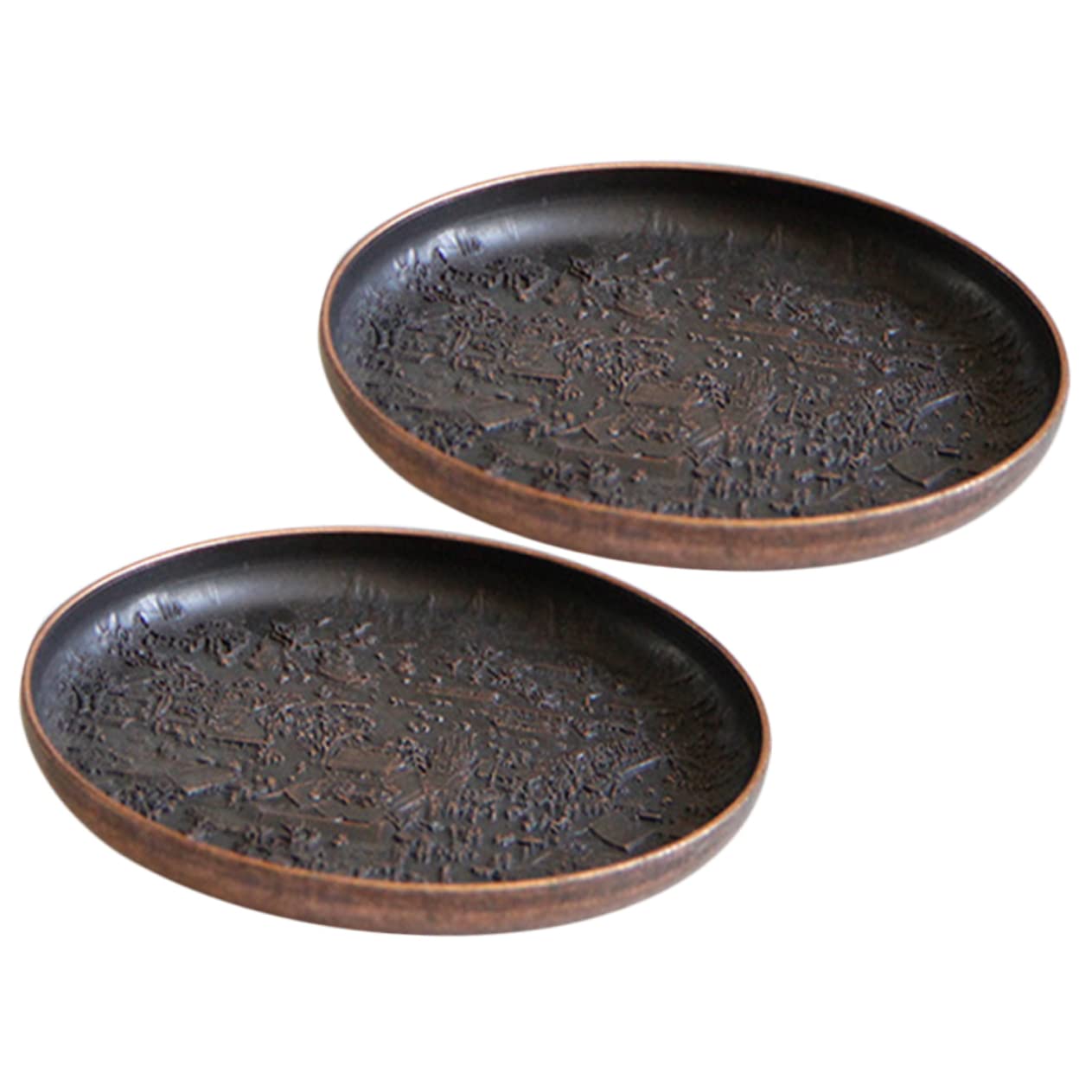 ULDIGI 2Pcs Vintage Copper Tea Saucers Elegant Teacup Coaster for Home Office Tearoom Easy to Clean for Tea Lovers
