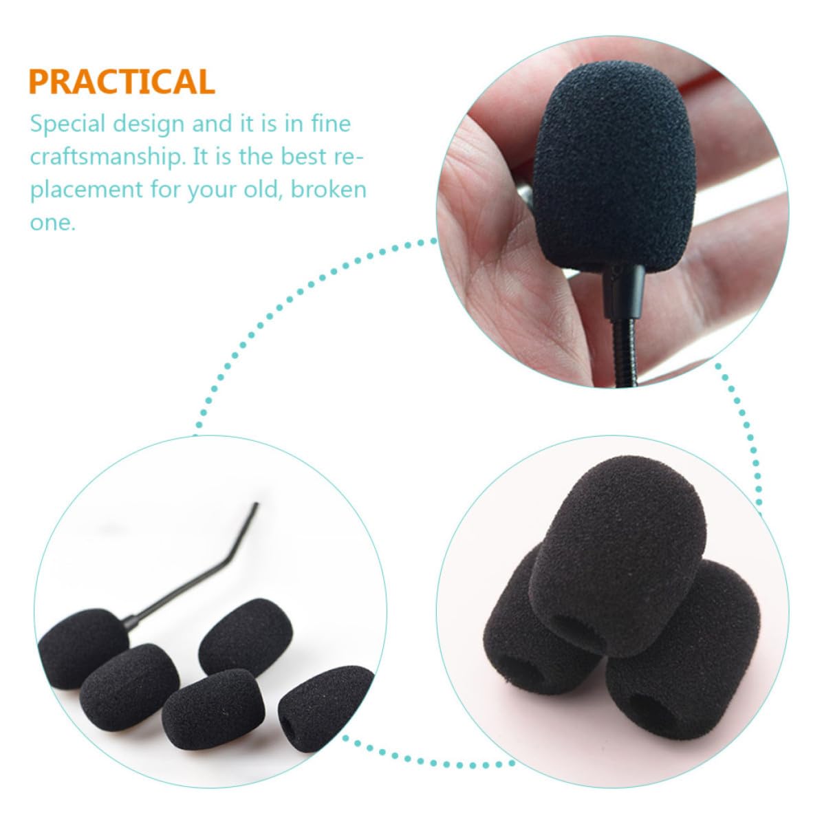 Toddmomy Lot de 40 Housses en Mousse Noires pour Microphone Cravate, Protection la Saleté, Remplacement Pratique et Professionnel pour Micro Casque