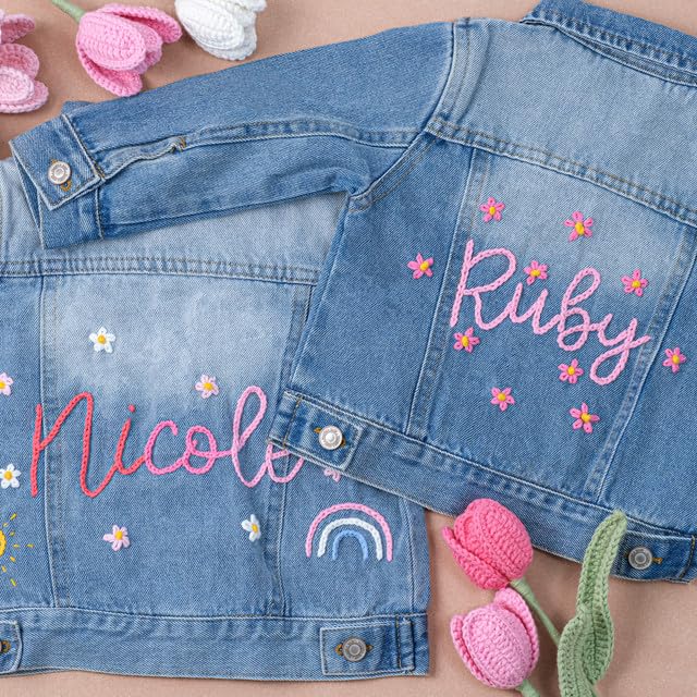 Personalized Kids Denim Jacket with Name, Custom Long Sleeve Denim Name Outerwear Jean Jacket, for Girls Boys3