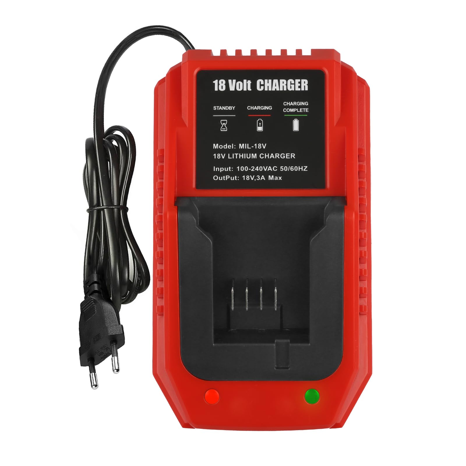 Cargador de Repuesto para Milwaukee de 18 V | Compatible con baterías de 18 V como los modelos 48-11-1815, 48-11-1828, 48-11-1840, 18-11-1850 y muchos otros.