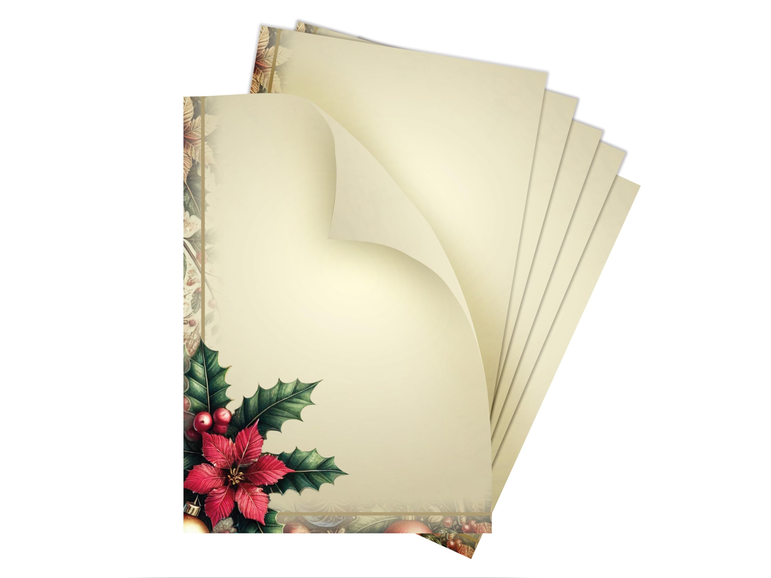 Briefpapier Weihnachten Weihnachtsbriefpapier mit Umschlag Umschlägen mit Fenster Weihnachtspapier A4 für Kunden (250 Blätter + 250 Umschläge)