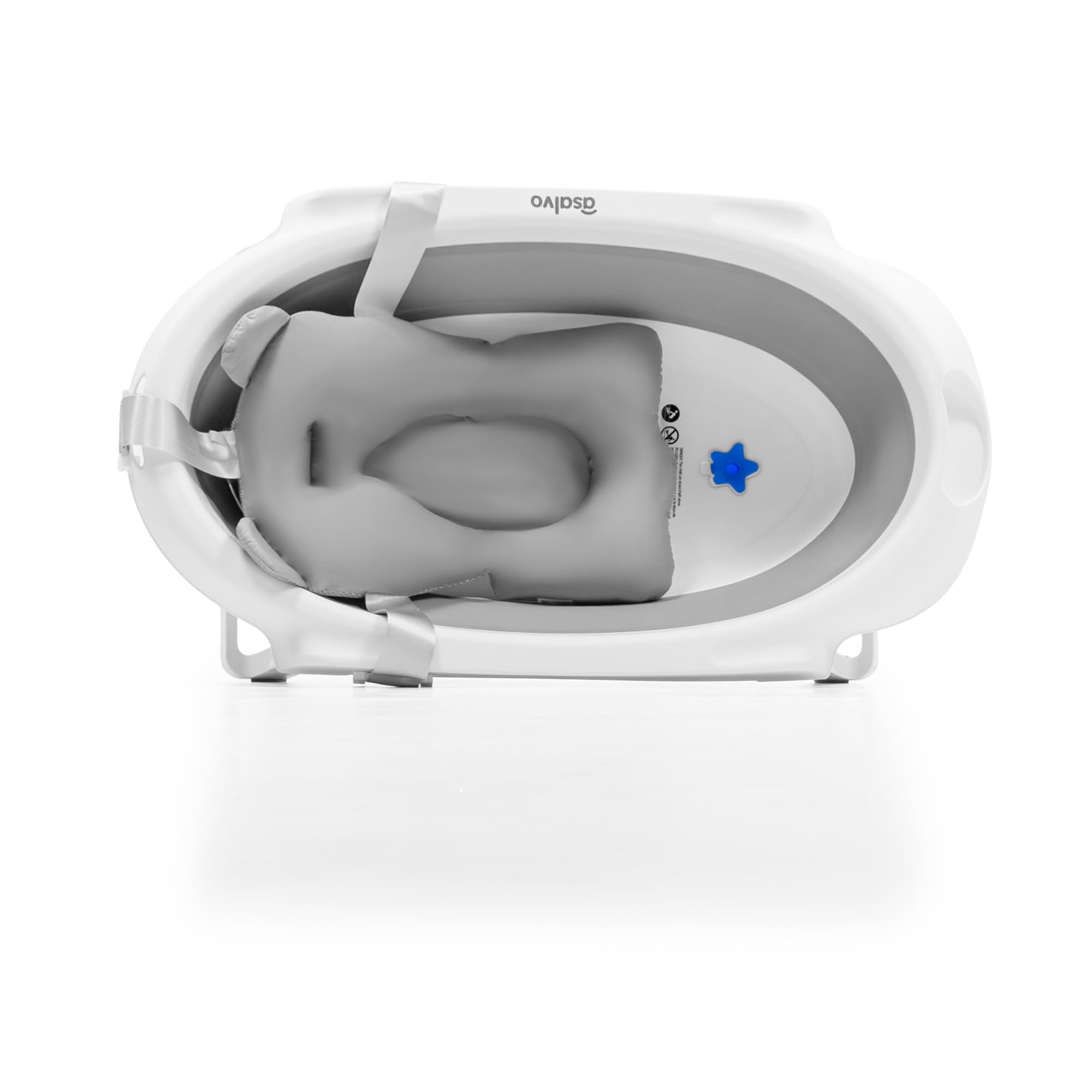 Asalvo LUIGI Bañera Plegable Bebé y Recién Nacido para Ducha, Baño Portátil para Niños, Diseño innovador, Con patas y reductor, Blanco
