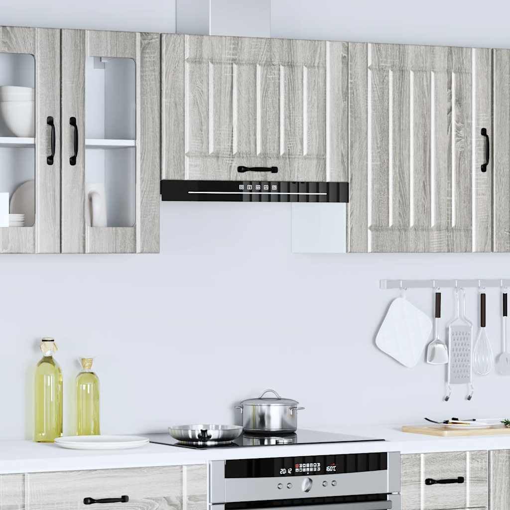 Küchen-Hängeschrank Lucca Grau Sonoma Holzwerkstoff 60 x 31 x 40 cm mit Glastüren, Stauraum für Küche und Esszimmer, Hängeregal für Geschirr, Vorratsschrank und Organizer