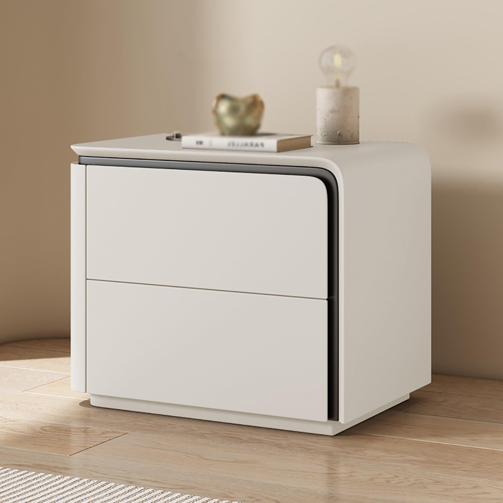 Table de chevet moderne en blanc cassé YHNNH, finitions soignées pour un intérieur raffiné