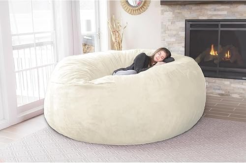 Miniatura 7 de Funda para puf gigante de 6 pies, suave y esponjoso de terciopelo holandés (sin relleno, solo cubierta), cómoda funda de puf de 6 pies, funda de