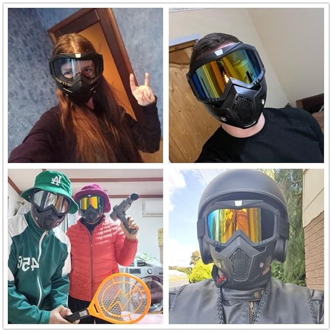 Image of BELOXY Goggle Mask Anti Scratch UV Protective Open Face & Eyewear Windproof Dirt Shield Adjustable Strap Soft Foam Padded Detachable for Cycling Bike Off Road Racing Riding Unisex