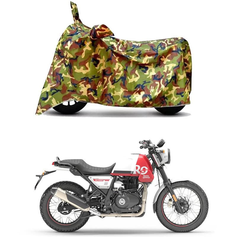 Image of Waterproof 100% PVC Coated Bike Scooty Two Wheeler Body Cover Compatible for Royal Enfie Scram 411 /UV-Rays /Heat Protection /Birds Dropping /Scratchproof /Dust Proof [6X6 Jungle Print]