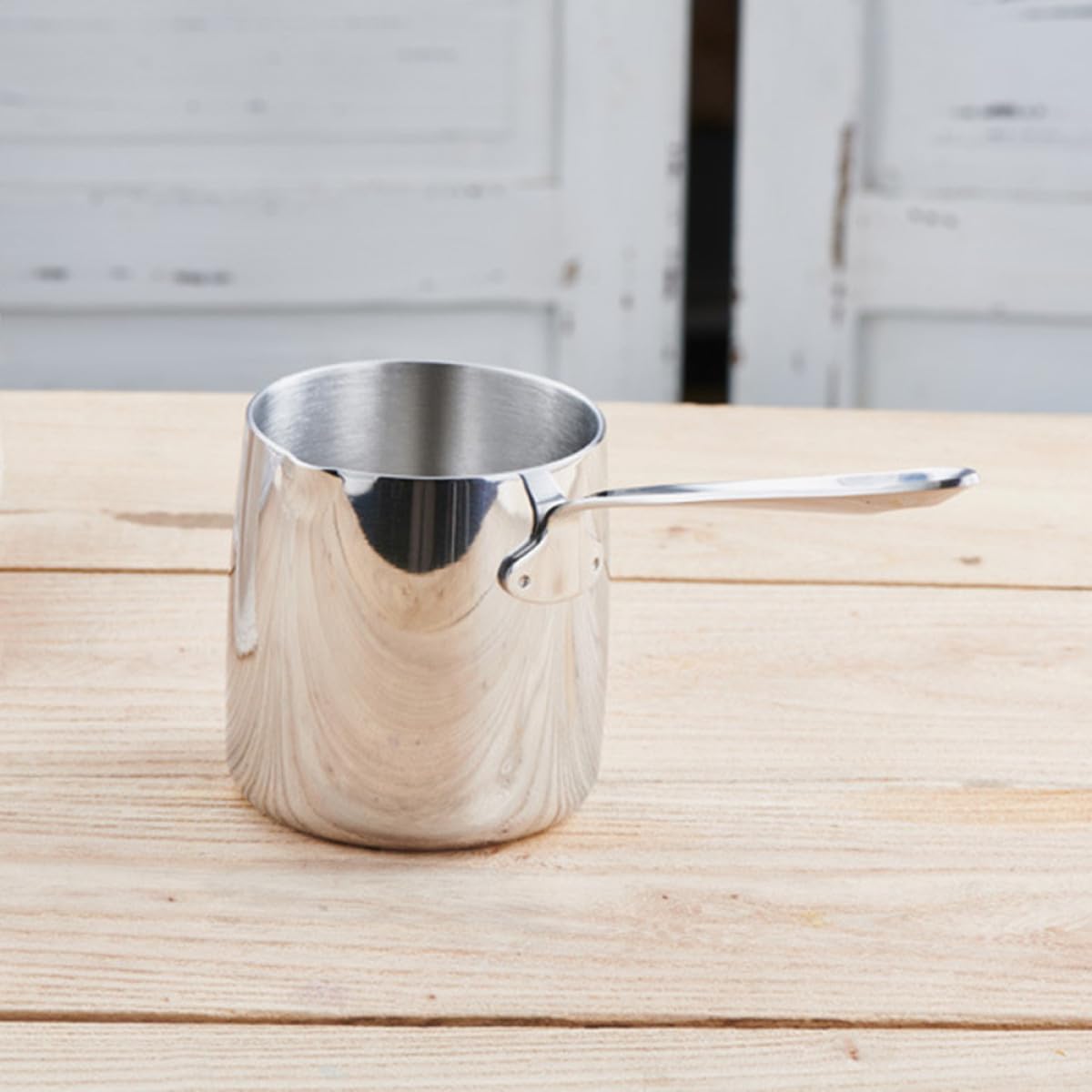 SOLUSTRE Hervidor de Acero Inoxidable 304 para Derretir Mantequilla y Calentar Leche 370 Ml con Boquilla Estrecha para Café y Salsa en Cocina Doméstica