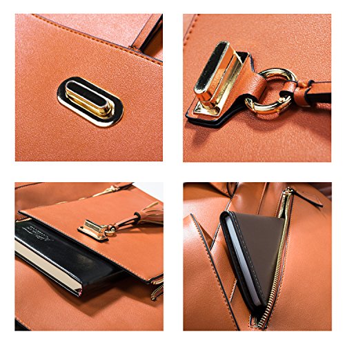 Estarer Women Pu Leather Backpack 15.6Inch Laptop Vintage College School Rucksack Bag(Brown) #TOP6