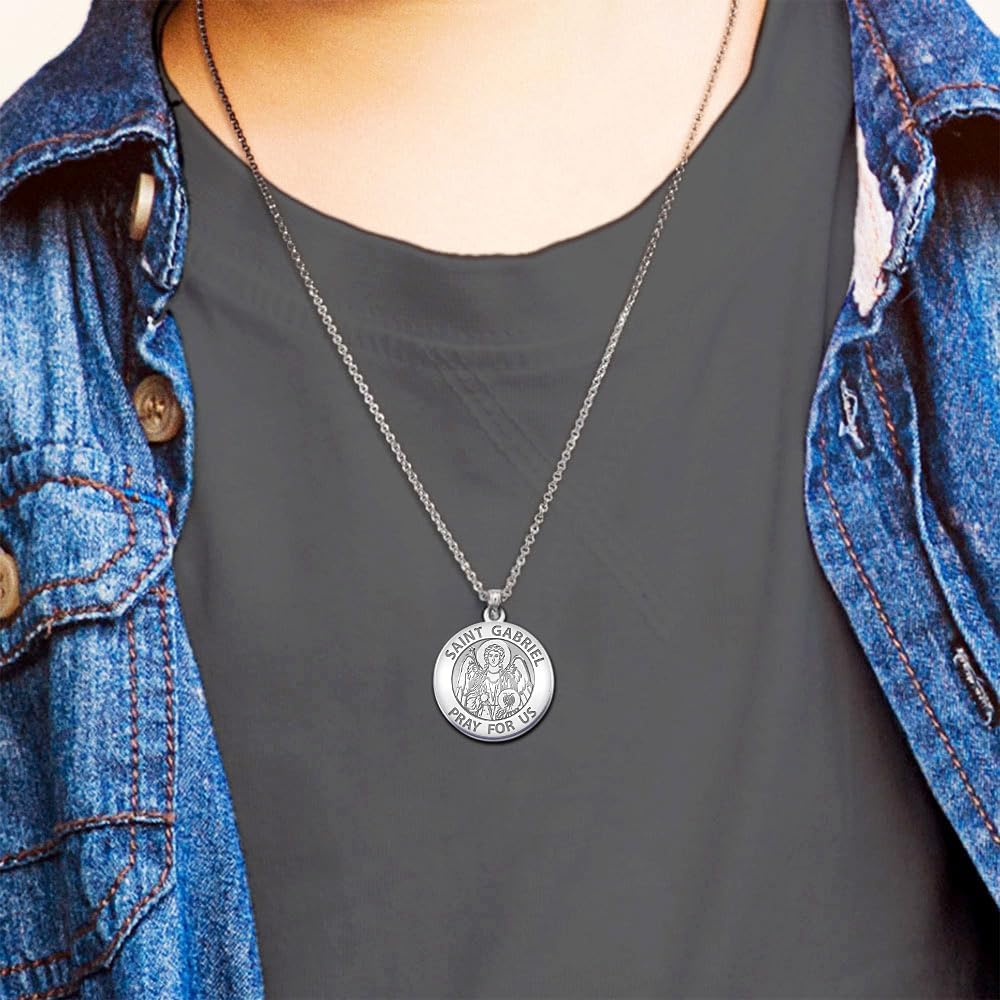 PicturesOnGold.com Saint Gabriel Religious Medal - 3/4 Inch Size of a Nickel - Sterling Silver - Image 3