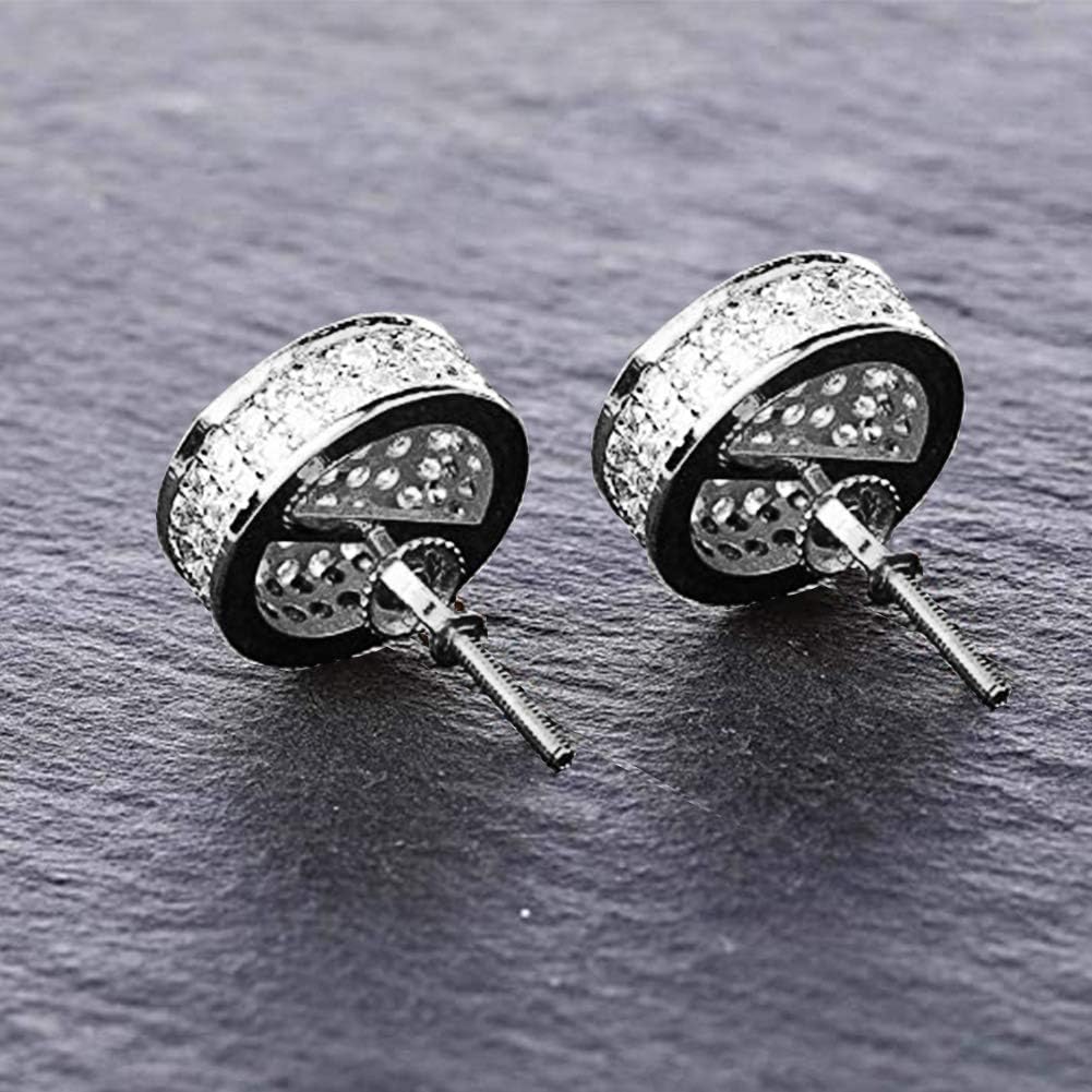 TOPGRILLZ Screw Back Earrings 14K Golden Plated 5A+ Cubic Zirconia Cluster Round Screw On Stud Earrings For Men Women Aretes De Hombre - Image 6