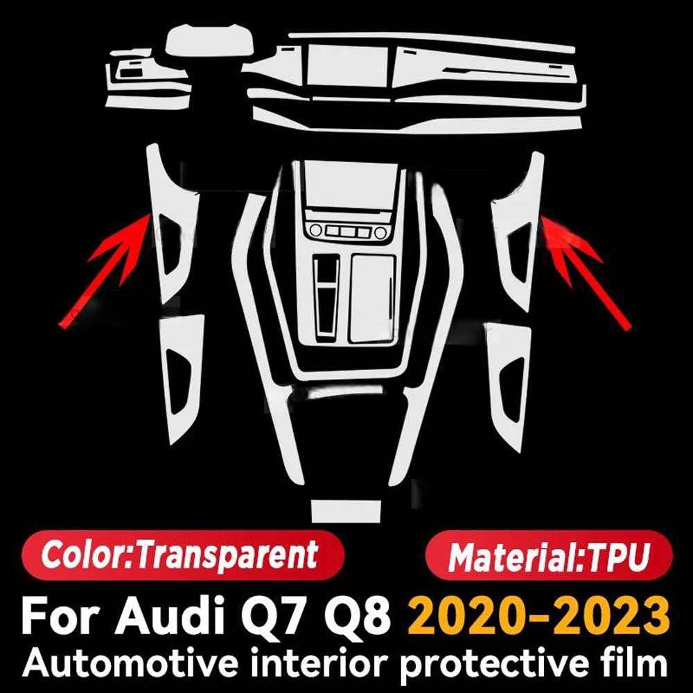 Pellicola Protettiva Trasparente per la Console Centrale dell'abitacolo dell'auto, per Audi Q7 Q8 2020-2023, Adesivo AntiGraffio.