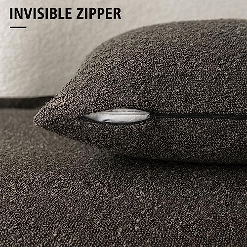Image of Foindtower Pack of 2 Textured Boucle Throw Pillow Covers Accent Solid Decorative Pillow Cases Cozy Woven Couch Cushion Case for Sofa Bedroom Living Room Home Decor, 18 x 18 Inch,Dark Brown