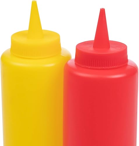 Miniatura 2 de Paquete combinado de botellas de salsa de tomate y mostaza | Paquete de 2 dispensadores de condimentos de plástico rojo y amarillo de 16 onzas para
