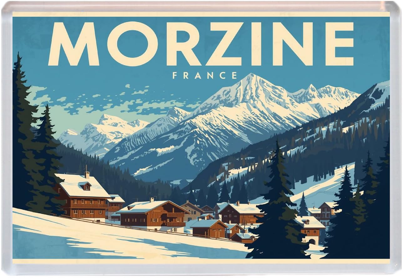 Baked Bean Store Multicolor Morzine - France - Jumbo Artistic Fridge Magnet 96 X 67Mm Bbsfhm3158