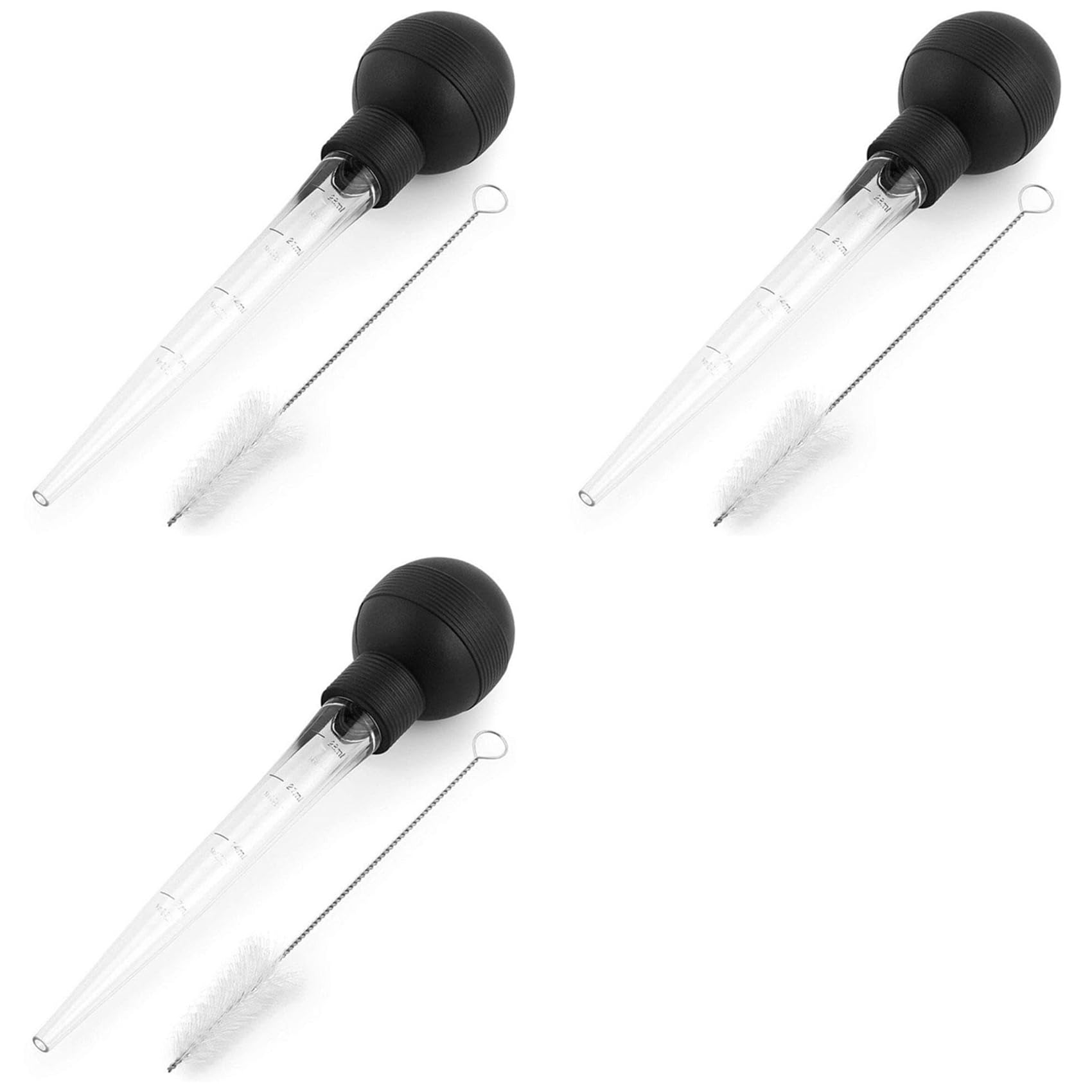 Hndhbfgrt 3X Turkey Baster Silicone Suction Bulb with Cleaning Brush for Flavor Meat Poultry Beef Baking Injecting