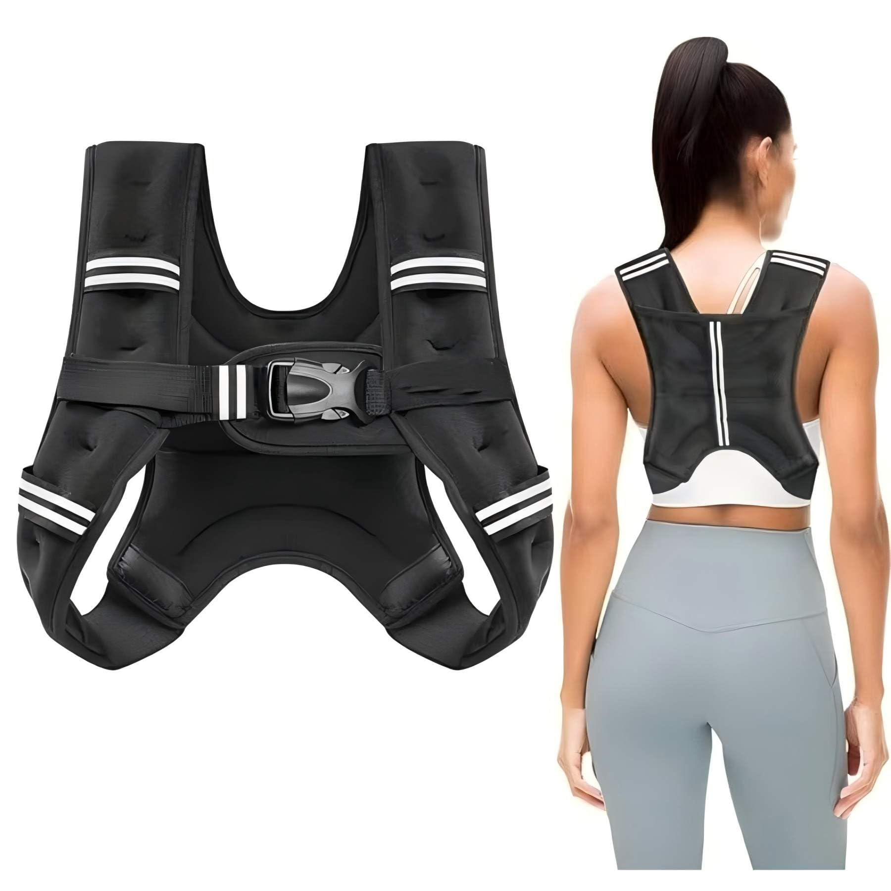 Universal Adjustable Weight Vest 6lb 8lb 12lb 16lb 20lb 25lb 30lb with Reflective Stripe for Workout Strength Training