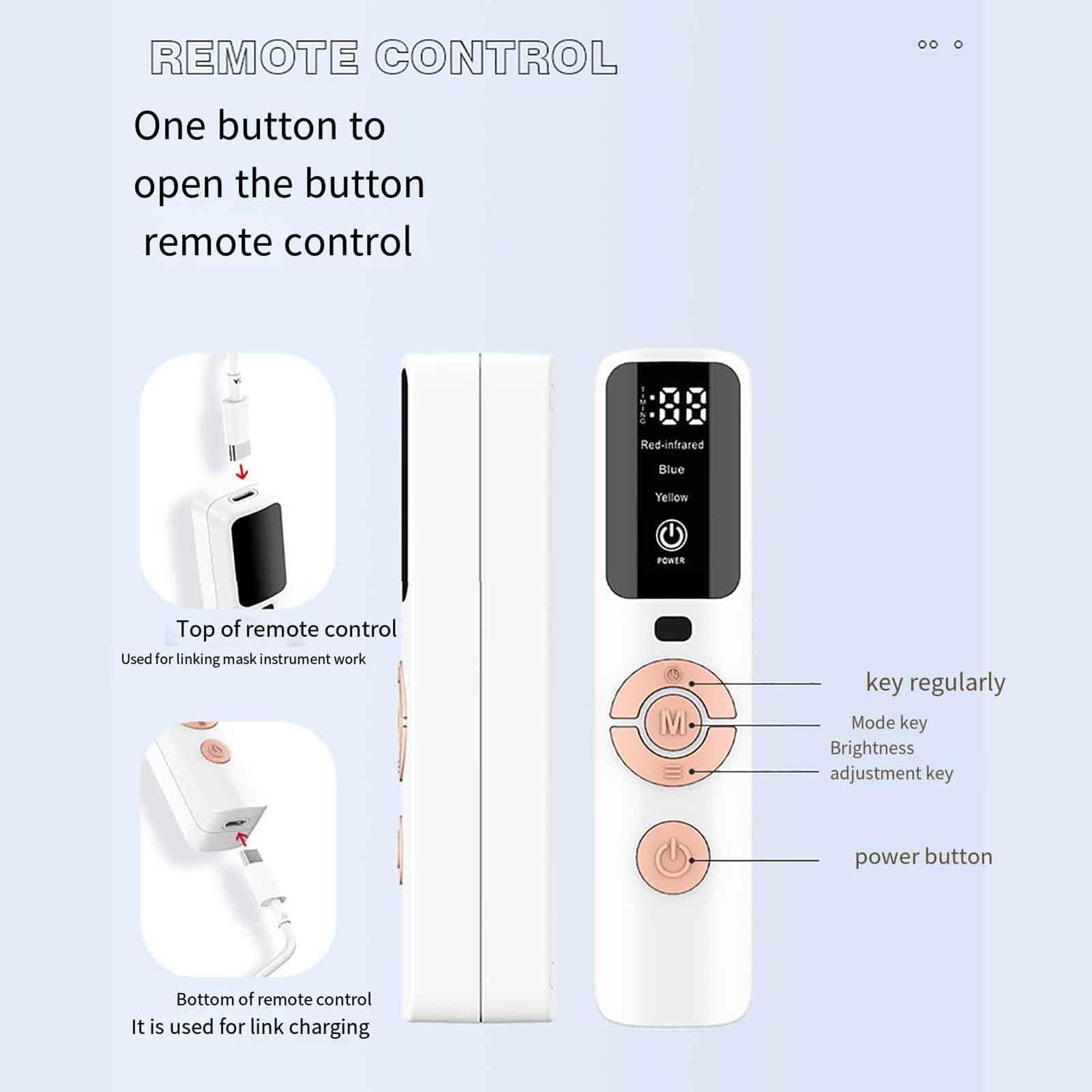 Maschera A Luce LED Antirughe, 4 Colori Maschera per Terapia della Luce, Maschera per la Terapia della Luce del Viso a LED con Telecomando, Sbiancamento Viso