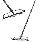 Thatch Rakes for Lawns, Heavy Duty Metal Garden Rake with 17 Prongs, Adjustable Yard Rock Rake for Gardening Loosening Soil, Long Handle 60 Inches